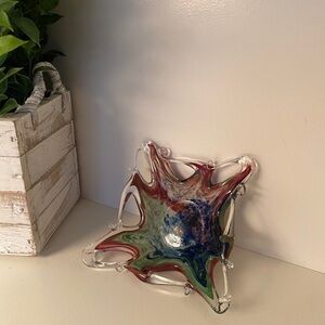Murano Italian Multi Color Stretch Art Glass Small Trinket Dish